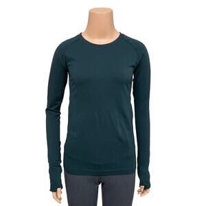 Athleta Momentum Seamless Top Sz XS New $69 Cypress Green Long Sleeves Fitted